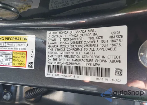 2025 Honda Cr-V Ex Awd from USA, damaged, VIN 2HKRS4H46SH497688